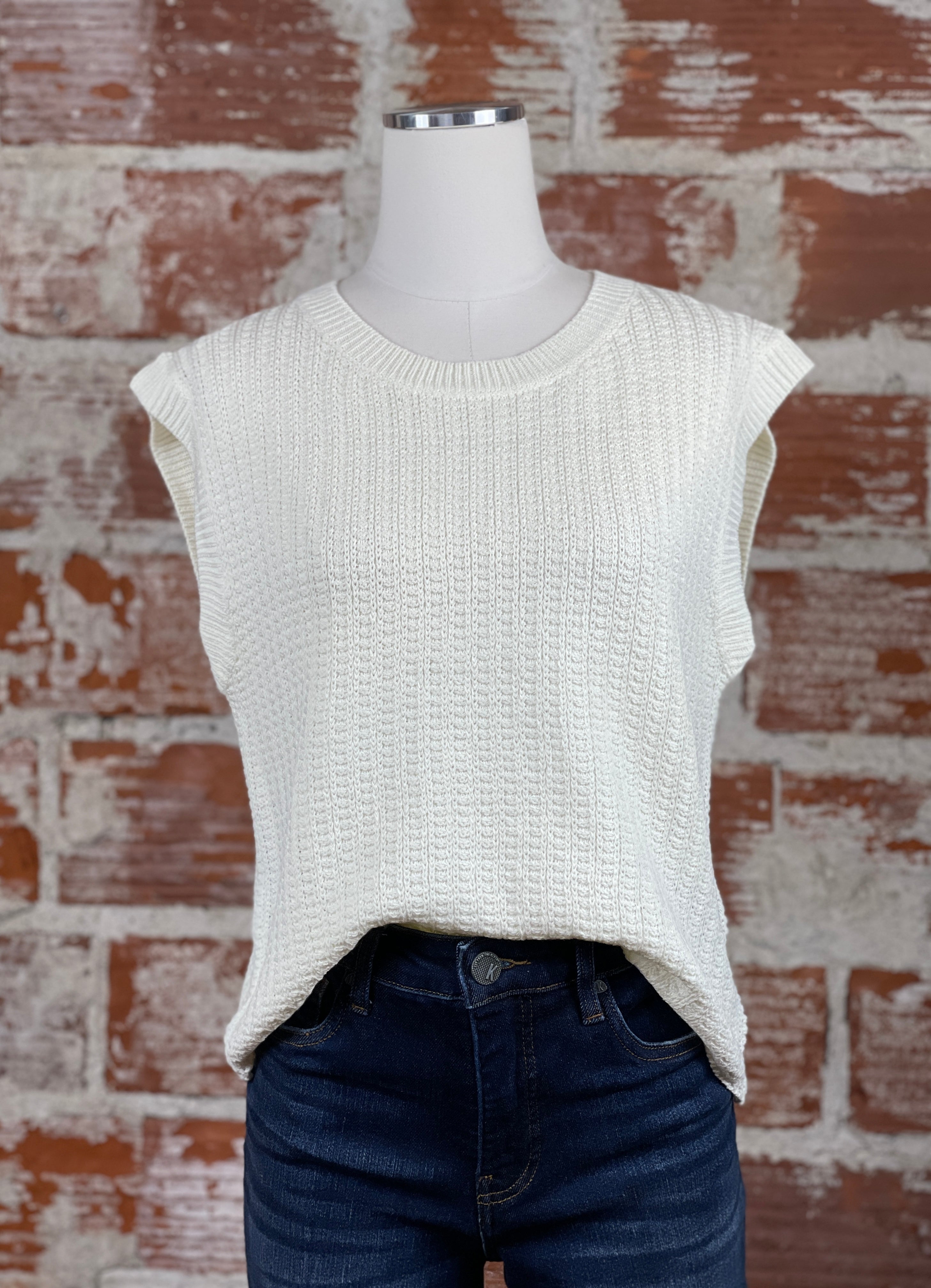 Chloe Knit Vest in Cream-132 - Sweaters S/S (Jan - June)-Little Bird Boutique