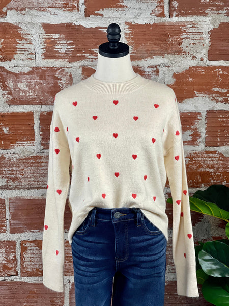 Heart Pattern Sweater in Cream – Little Bird Boutique