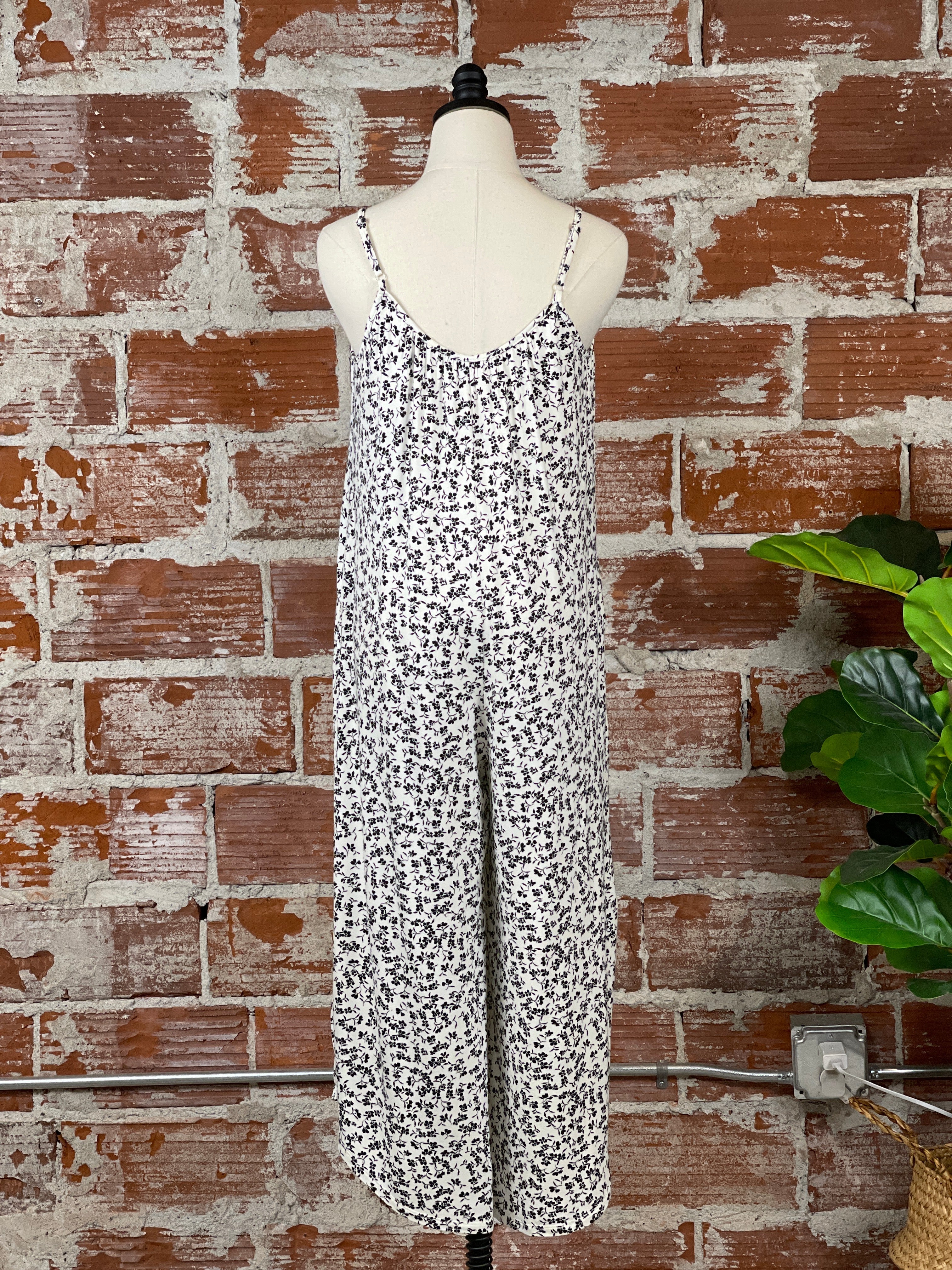 Z Supply Gia Ditsy Jumpsuit in Ivory and Black-160 Jumpsuits/ Rompers-Little Bird Boutique