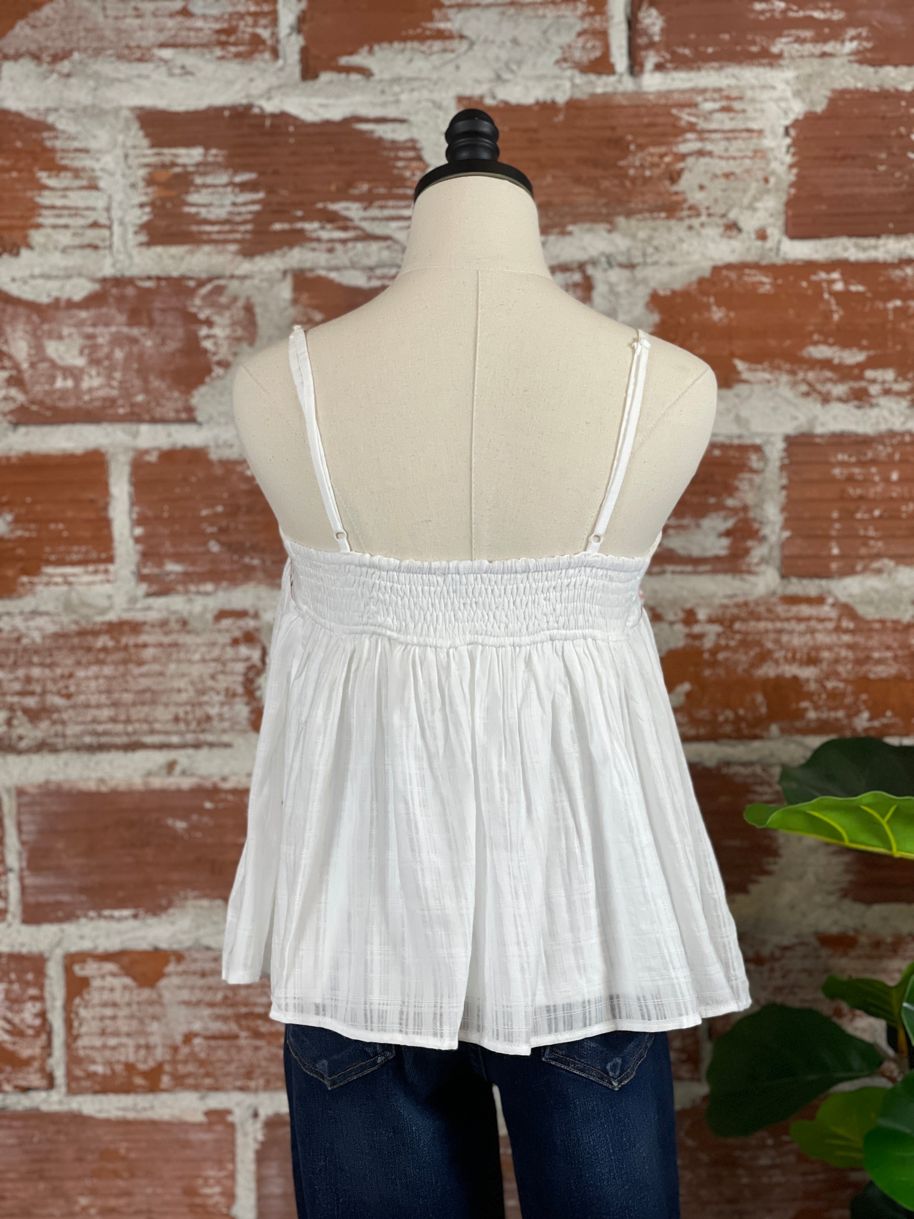 Sherry Embroidered Cami-112 - Woven Top S/S (Jan - June)-Little Bird Boutique