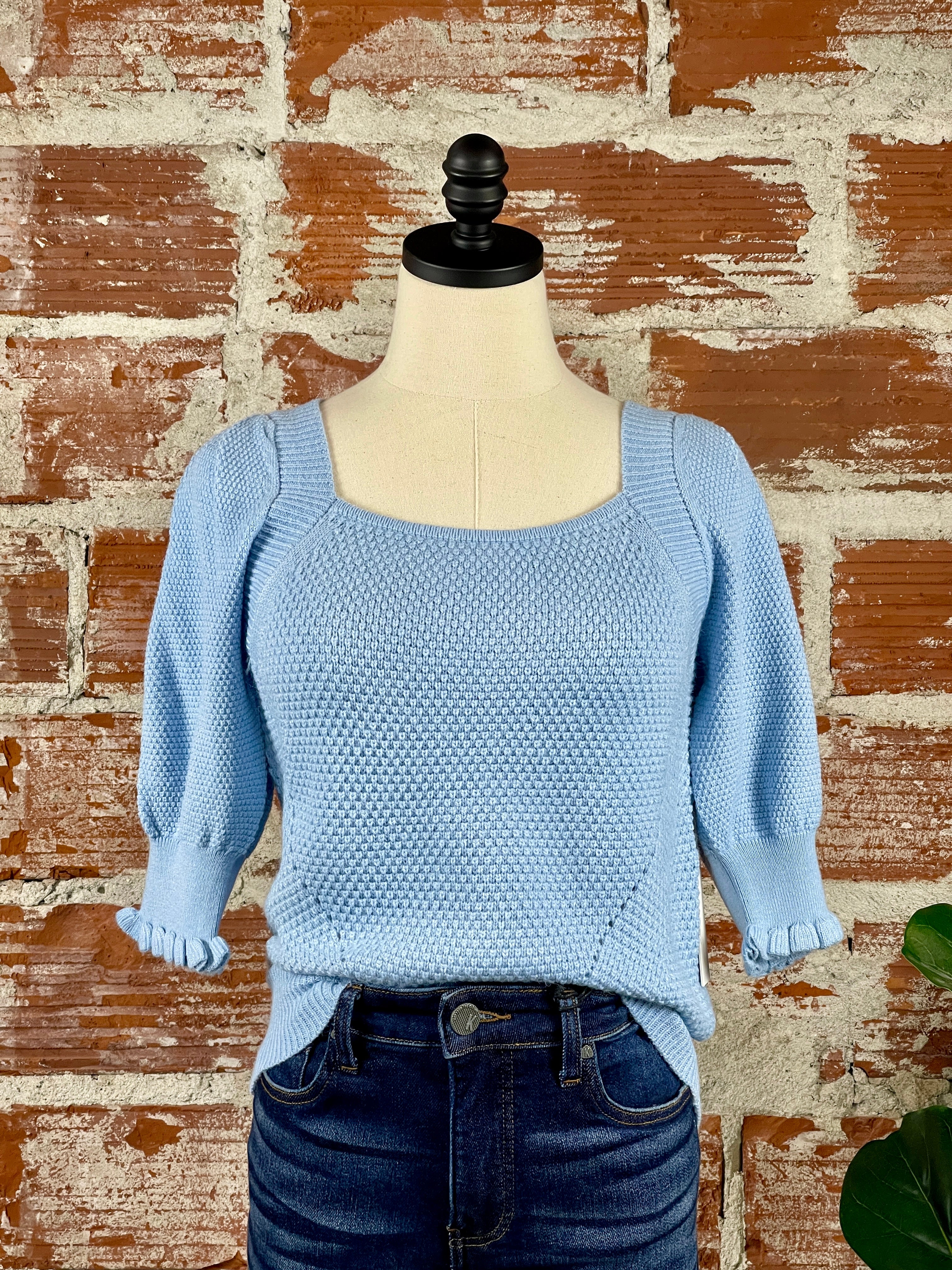 Another Love Eloise Sweater in Dusty Blue-132 - Sweaters S/S (Jan - June)-Little Bird Boutique