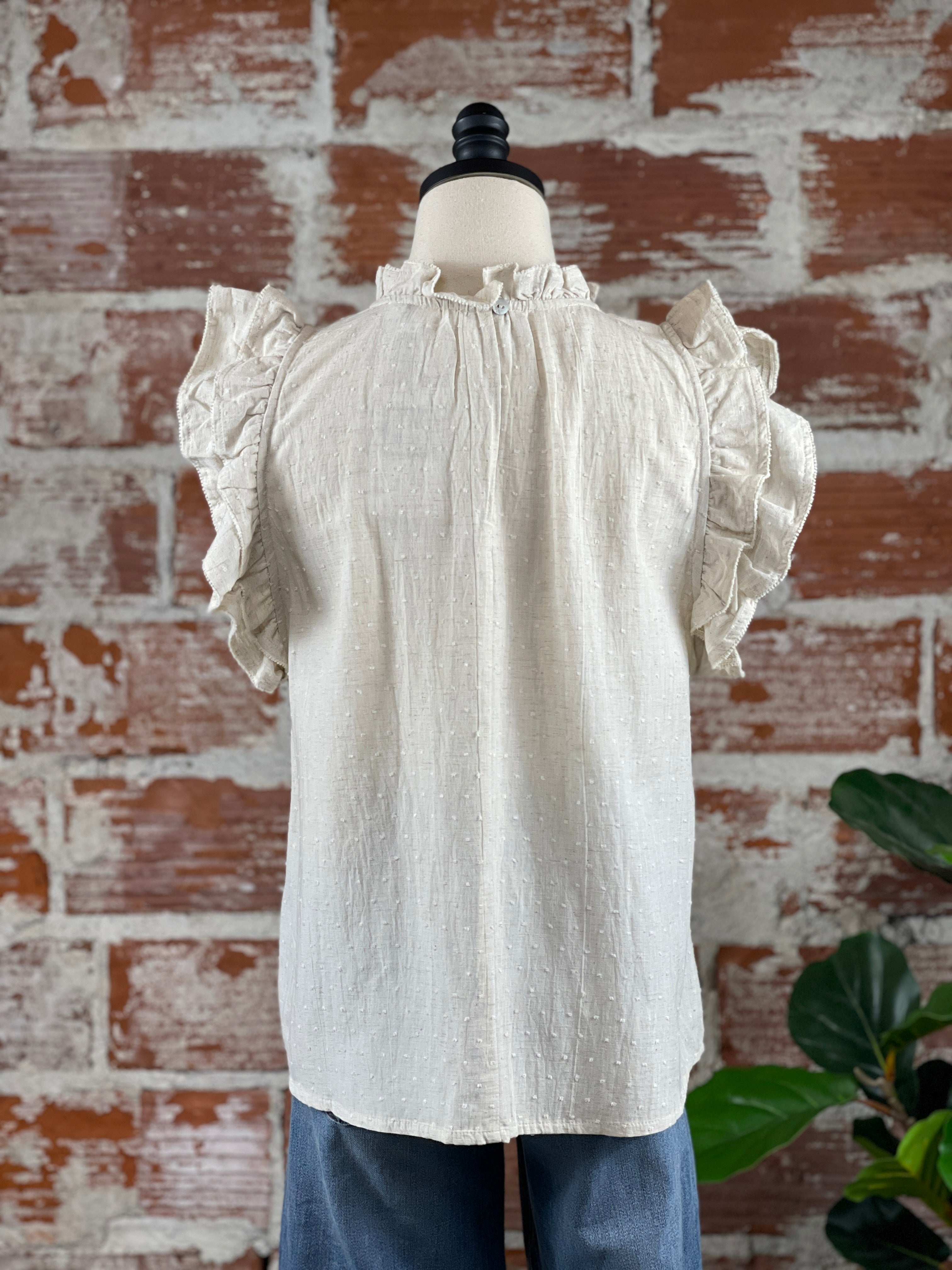 THML Marley Top in Natural-112 - Woven Top S/S (Jan - June)-Little Bird Boutique