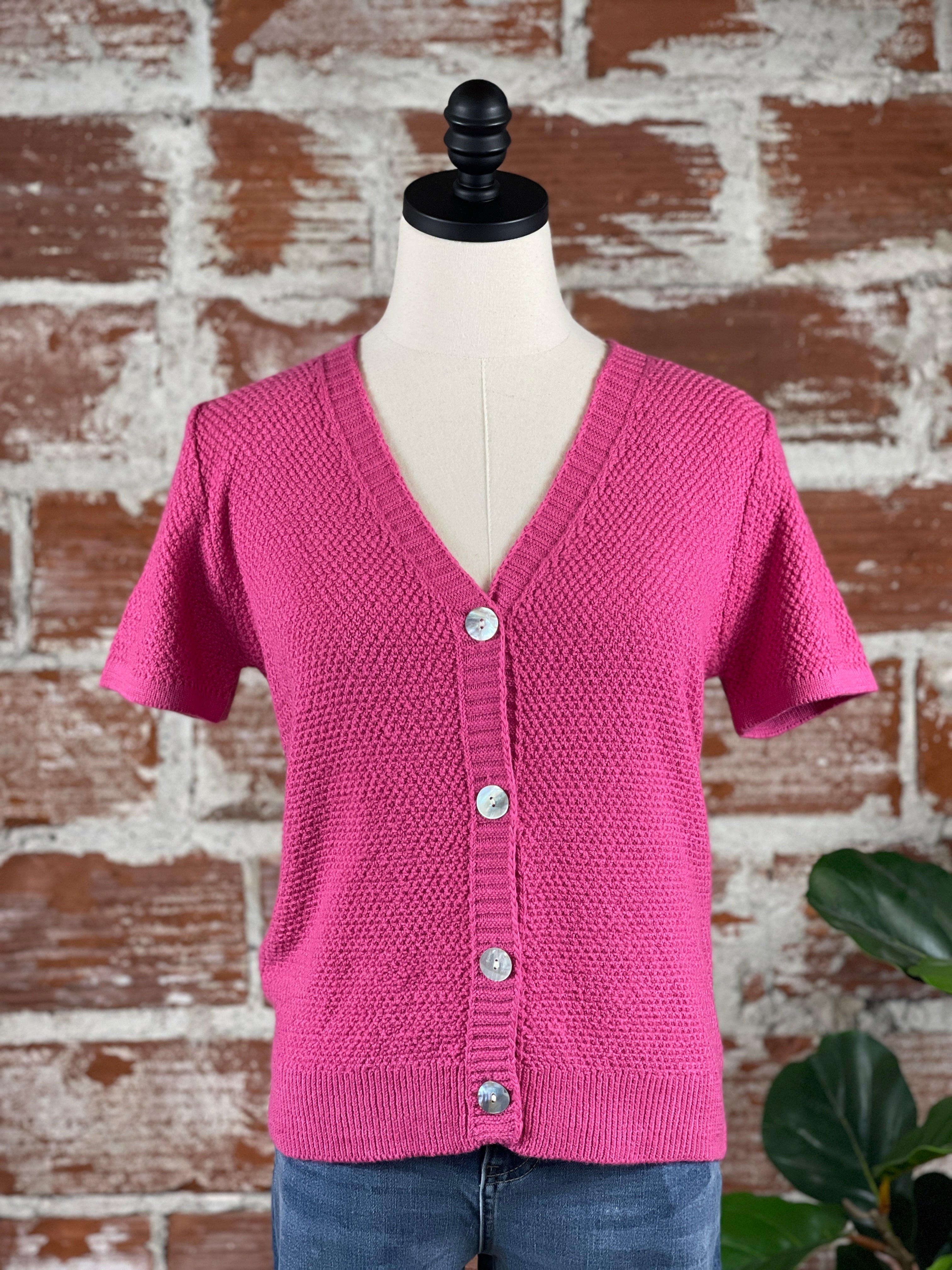Kimberly Sweater in Fuchsia-132 - Sweaters S/S (Jan - June)-Little Bird Boutique