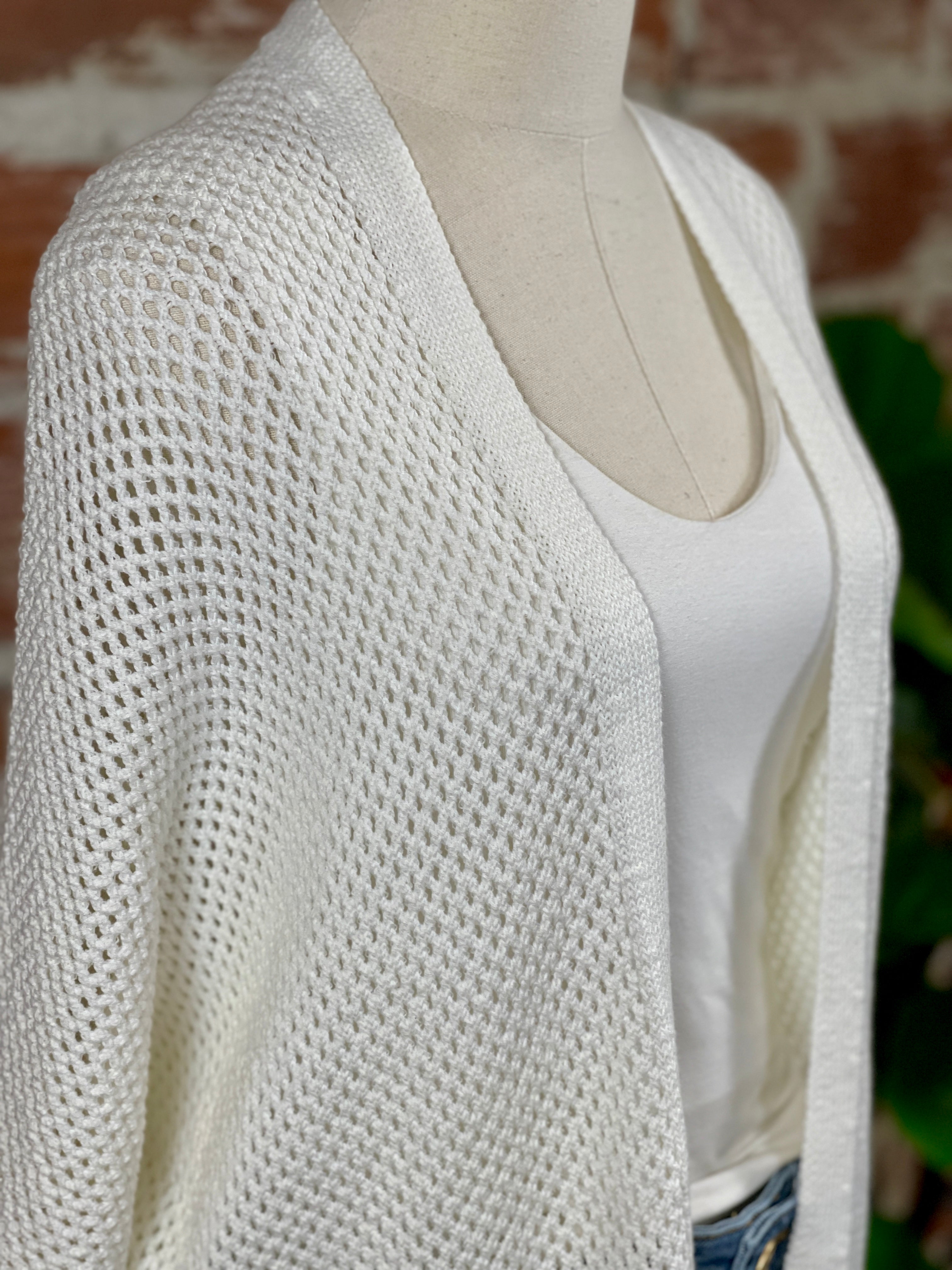 Feel The Breeze Kimono Sweater in White-132 - Sweaters S/S (Jan - June)-Little Bird Boutique