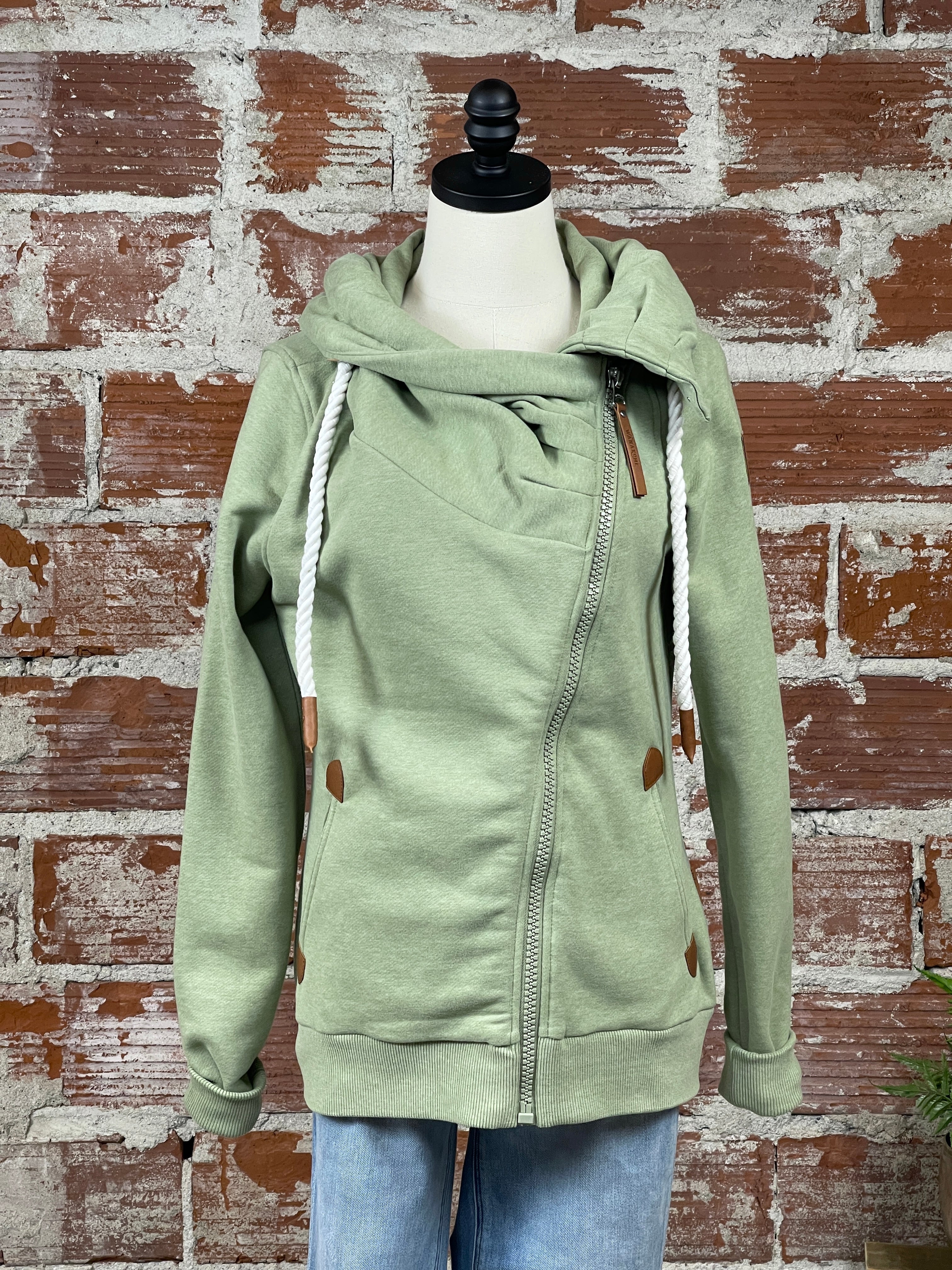 Wanakome Hestia Cowl Sweatshirt in Army Green-142 Sweatshirts & Hoodies-Little Bird Boutique