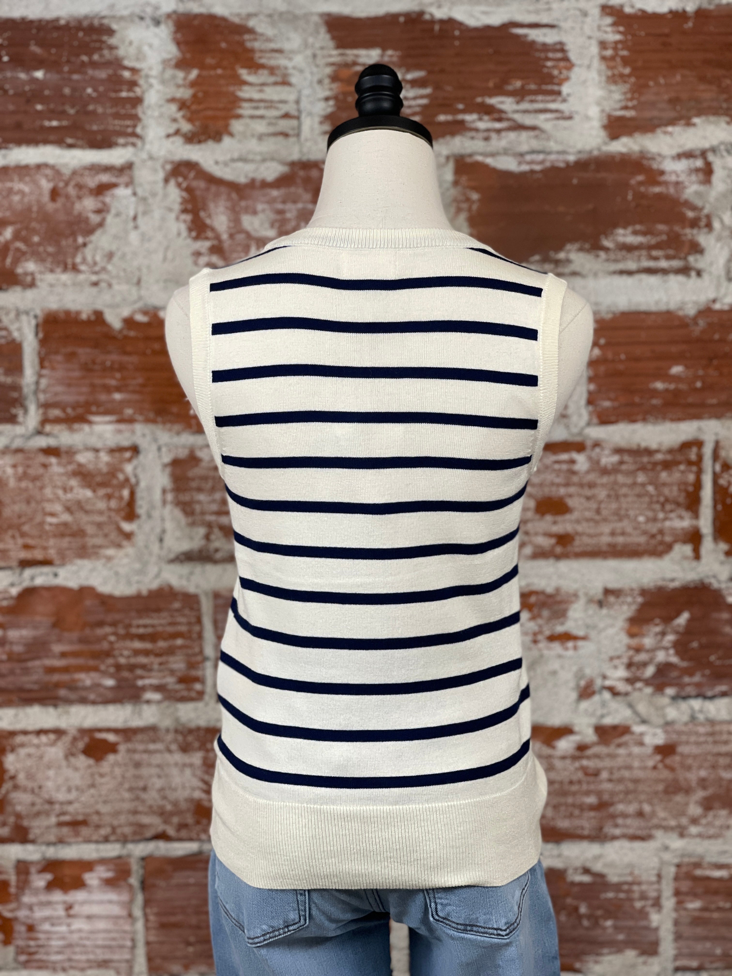 Thread and Supply Elsa Sweater Tank in Ivory and Navy-132 - Sweaters S/S (Jan - June)-Little Bird Boutique