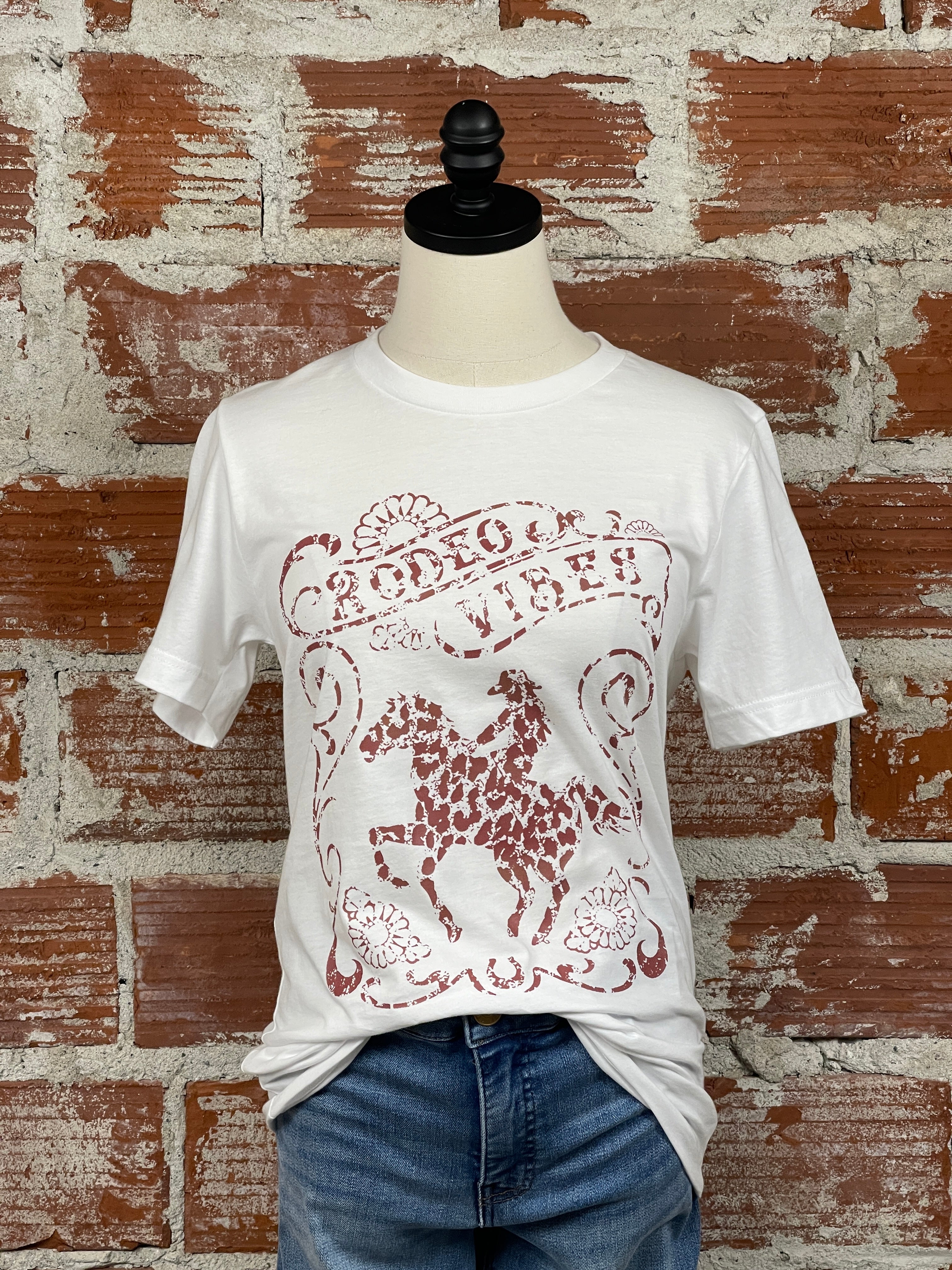Rodeo Vibes Tee in White-122 - Jersey Tops S/S (Jan - June)-Little Bird Boutique