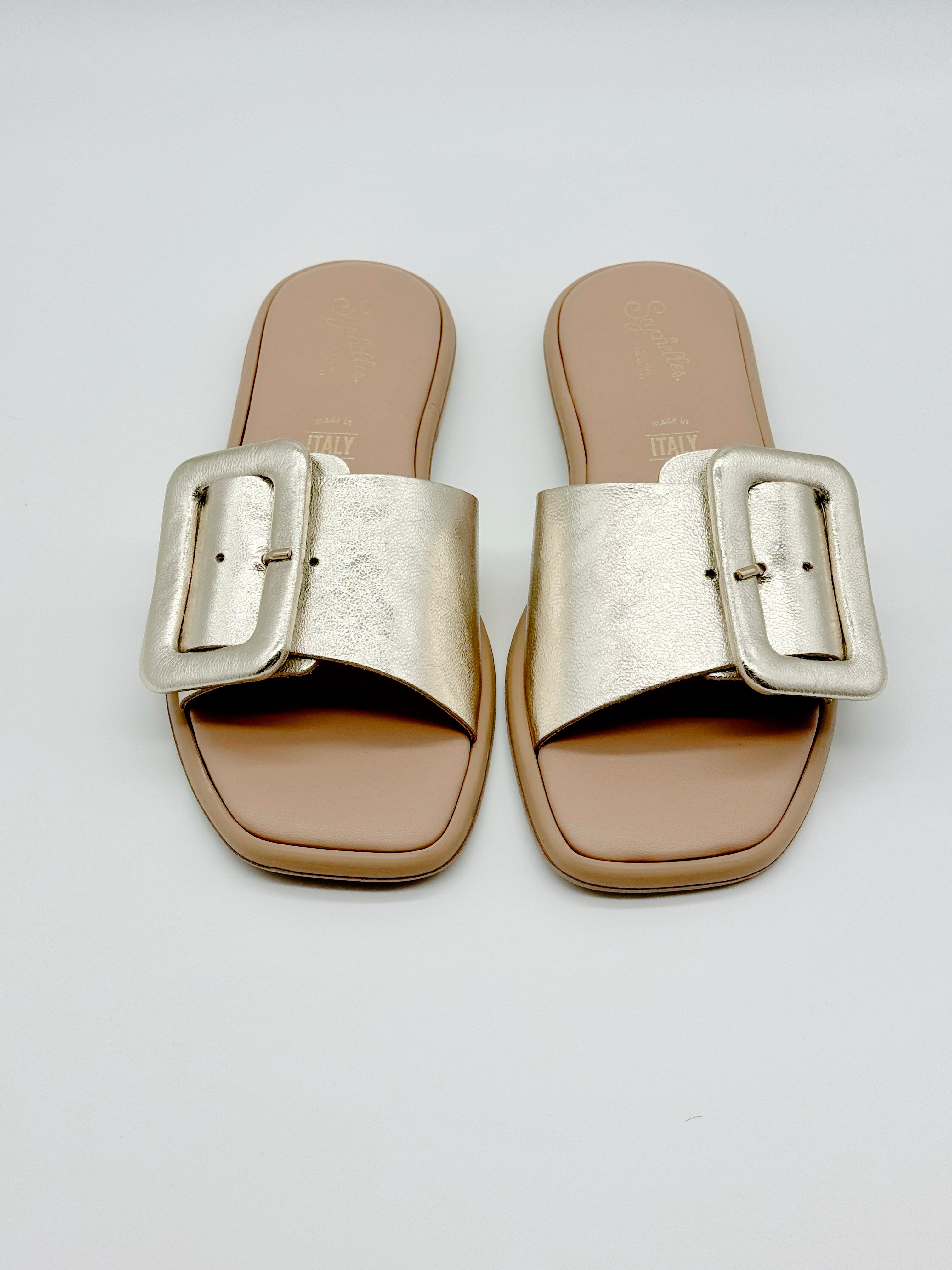 Seychelles Manhattan Sandals in Metallic Gold Leather-312 Shoes-Little Bird Boutique