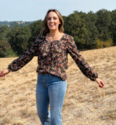 Jak and Rae Sela Top in Watercolor Blossom-111 - Woven Top F/W (June- Nov)-Little Bird Boutique