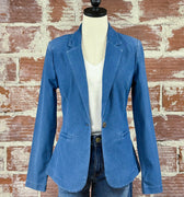 Kate Denim Blazer in Medium Blue-143 Blazers-Little Bird Boutique