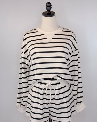 Z Supply Stand Out Striped Sweatshirt in Crystal and Black-142 Sweatshirts & Hoodies-Little Bird Boutique