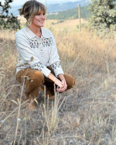 Flora Sweater in Oatmeal-131 - Sweaters F/W (June - Nov)-Little Bird Boutique