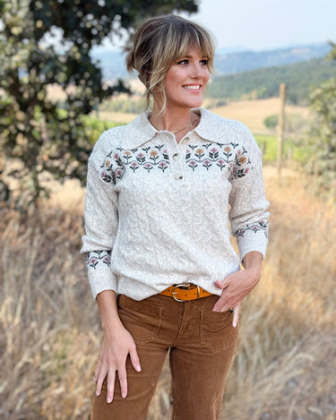 Flora Sweater in Oatmeal-131 - Sweaters F/W (June - Nov)-Little Bird Boutique
