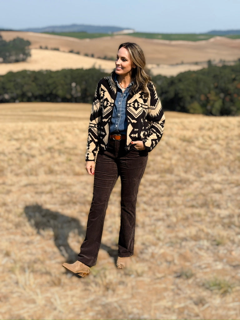 Thread and Supply Canyon Jacket in Cream and Black Aztec-141 Outerwear Coats & Jackets-Little Bird Boutique