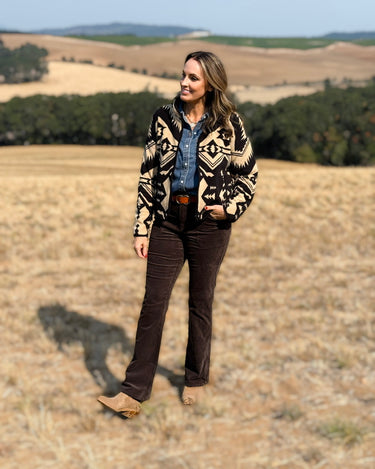 Thread and Supply Canyon Jacket in Cream and Black Aztec-141 Outerwear Coats & Jackets-Little Bird Boutique