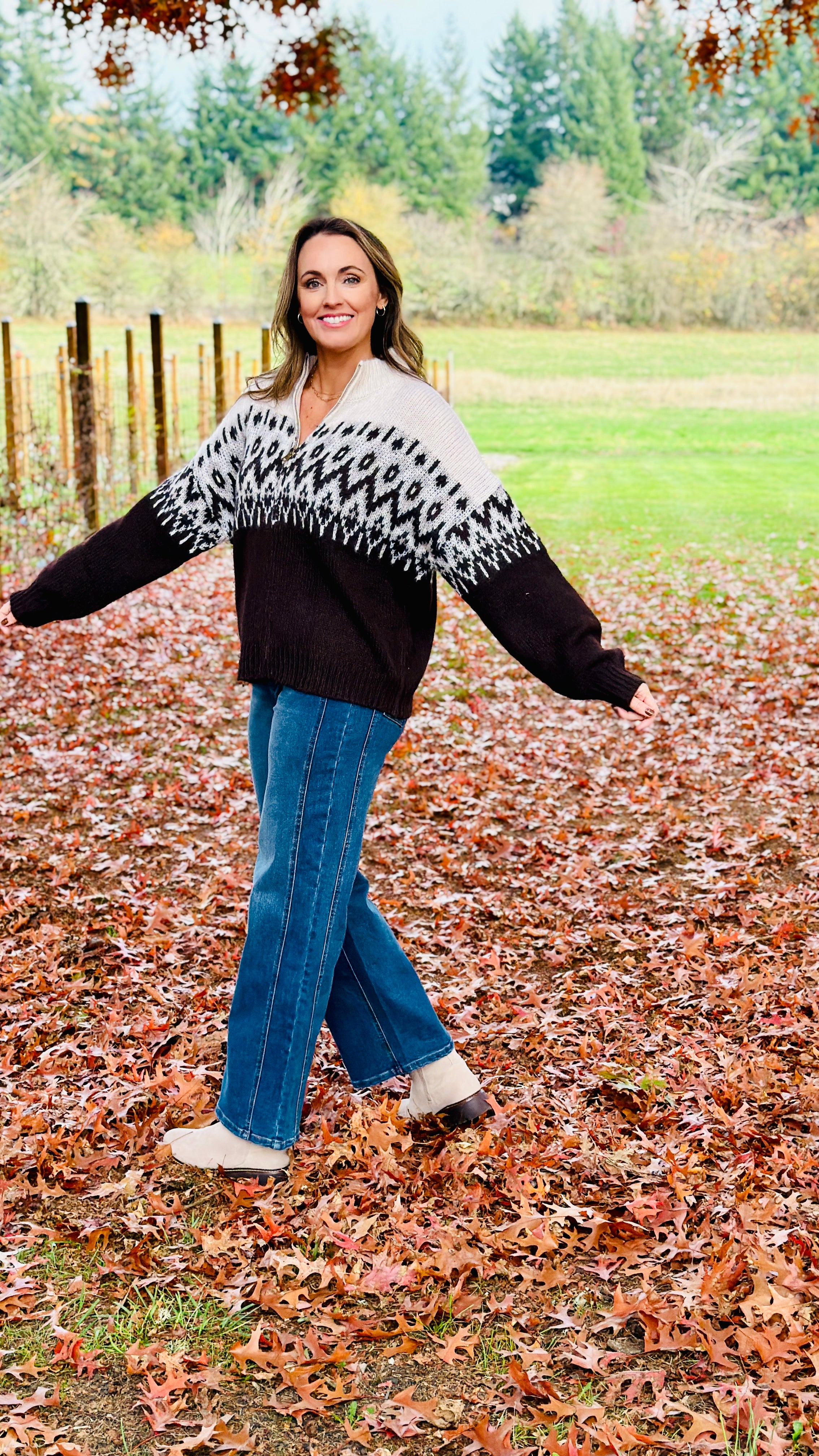 Aspen Trail Zipper Sweater-131 - Sweaters F/W (June - Nov)-Little Bird Boutique
