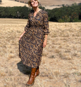 Anthem the Label Abstract Print Dress in Brown and Taupe-152 Dresses - Long-Little Bird Boutique