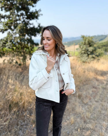 OAT NYC Jacket with Removeable Hood in Creme-141 Outerwear Coats & Jackets-Little Bird Boutique