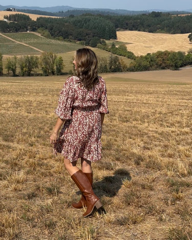 Jak and Rae Nichola Dress in Bordeaux-151 Dresses - Short-Little Bird Boutique