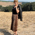 Sanctuary Nostalgia Pleated Midi Skirt in Mocha Leo-231 Skirts-Little Bird Boutique