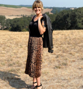 Sanctuary Nostalgia Pleated Midi Skirt in Mocha Leo-231 Skirts-Little Bird Boutique