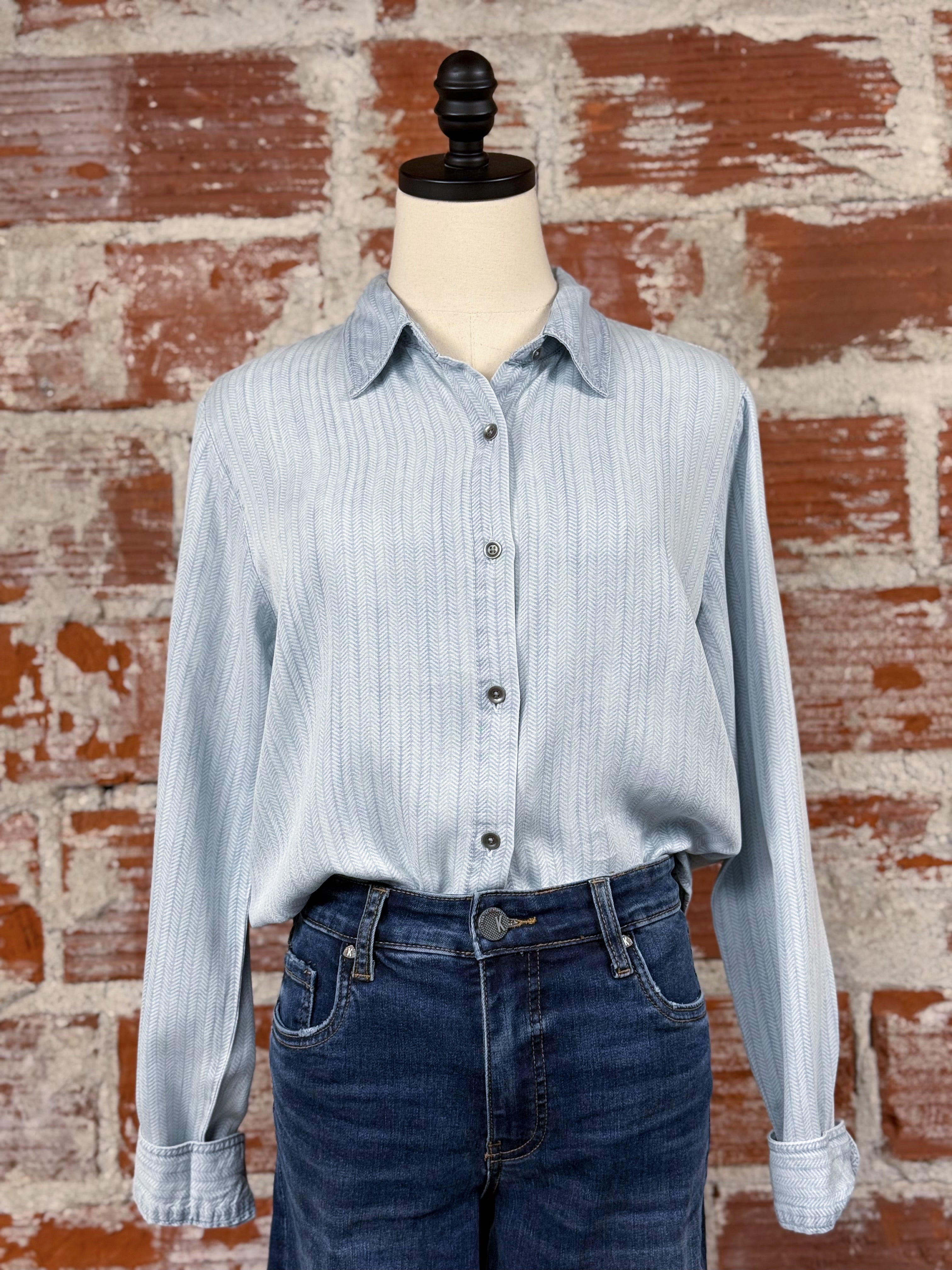 Thread and Supply Grace Shirt in Mia Herringbone-112 - Woven Top S/S (Dec - May)-Little Bird Boutique