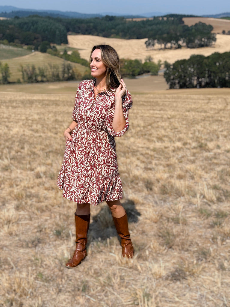 Jak and Rae Nichola Dress in Bordeaux-151 Dresses - Short-Little Bird Boutique