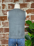 Chloe Crochet Sweater Vest in Teal-130 Sweaters-Little Bird Boutique