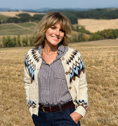 Flag and Anthem Odessa Fair Isle Cardigan Sweater in Oatmeal and Navy Heather-131 - Sweaters F/W (June - Nov)-Little Bird Boutique