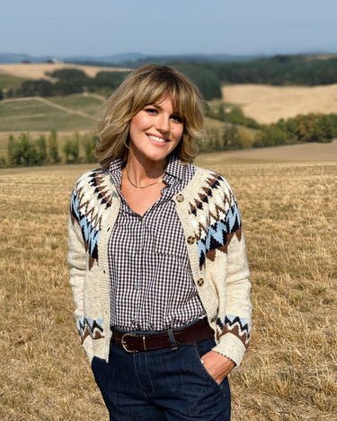Flag and Anthem Odessa Fair Isle Cardigan Sweater in Oatmeal and Navy Heather-131 - Sweaters F/W (June - Nov)-Little Bird Boutique