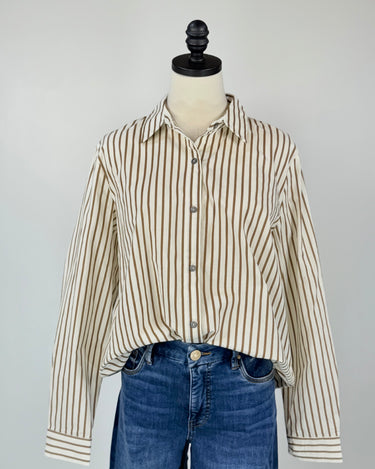 Sapphire Top in Brown Stripe-131 - Sweaters F/W (June - Nov)-Little Bird Boutique