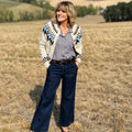 Flag and Anthem Odessa Fair Isle Cardigan Sweater in Oatmeal and Navy Heather-131 - Sweaters F/W (June - Nov)-Little Bird Boutique