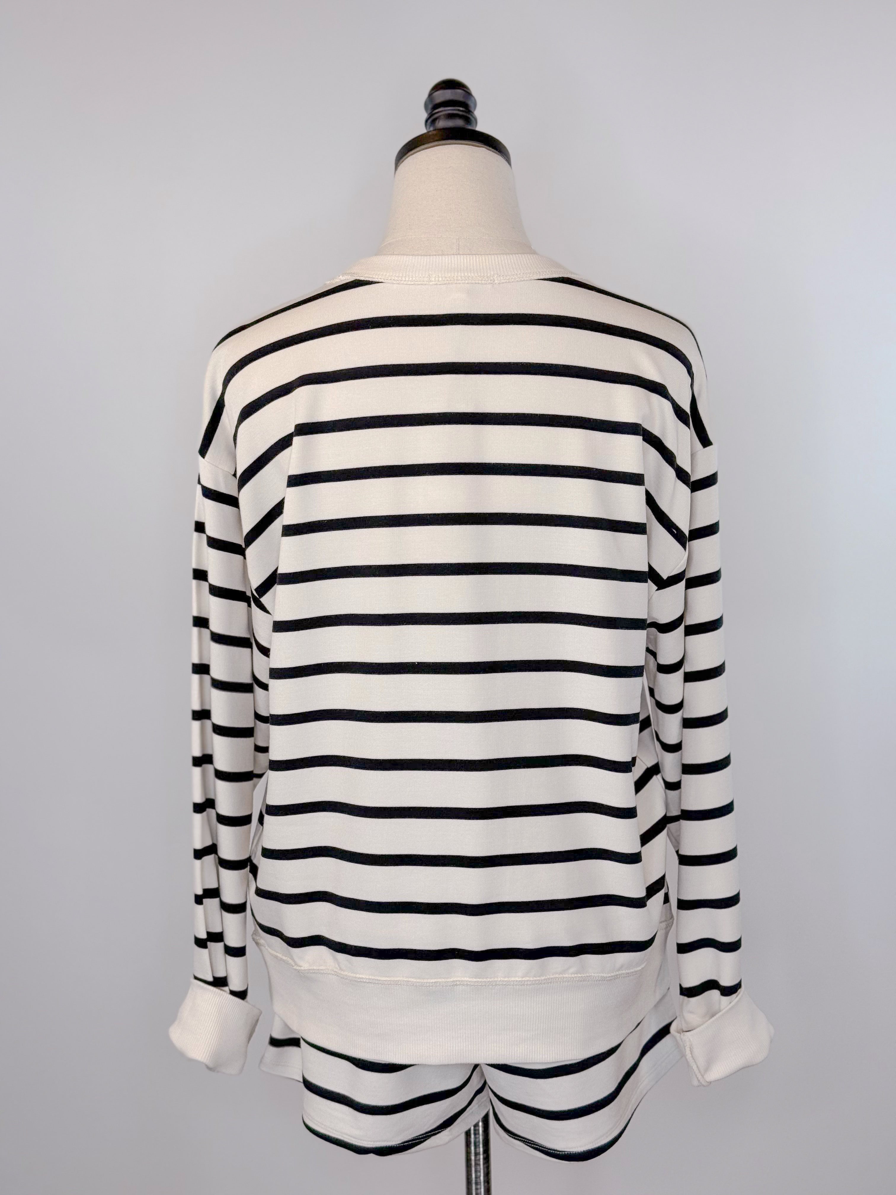 Z Supply Stand Out Striped Sweatshirt in Crystal and Black-142 Sweatshirts & Hoodies-Little Bird Boutique