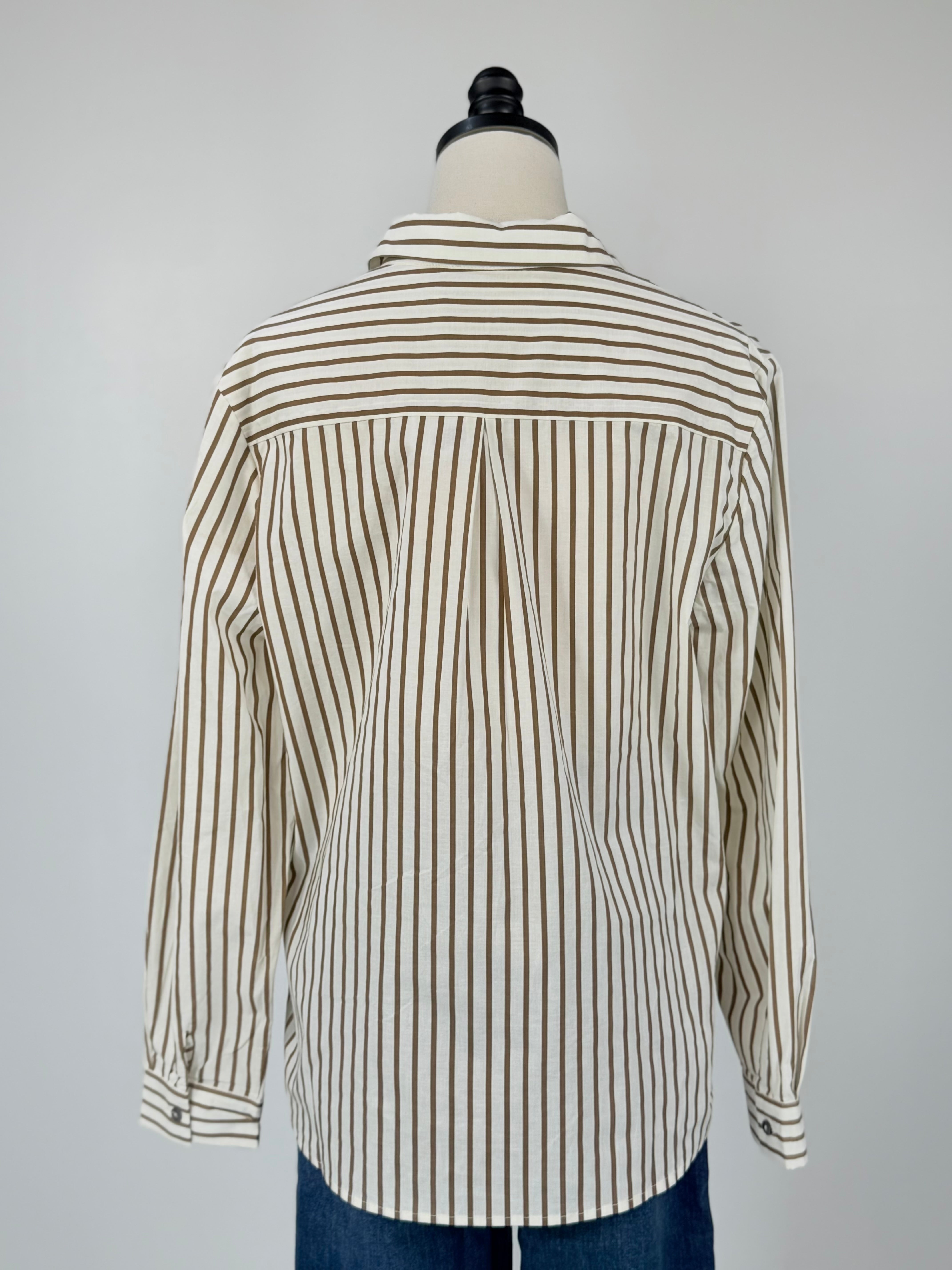 Sapphire Top in Brown Stripe-131 - Sweaters F/W (June - Nov)-Little Bird Boutique