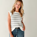 Jak and Rae Selene Sweater Vest in White and Navy Stripe-131 - Sweaters F/W (June - Nov)-Little Bird Boutique