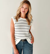 Jak and Rae Selene Sweater Vest in White and Navy Stripe-131 - Sweaters F/W (June - Nov)-Little Bird Boutique