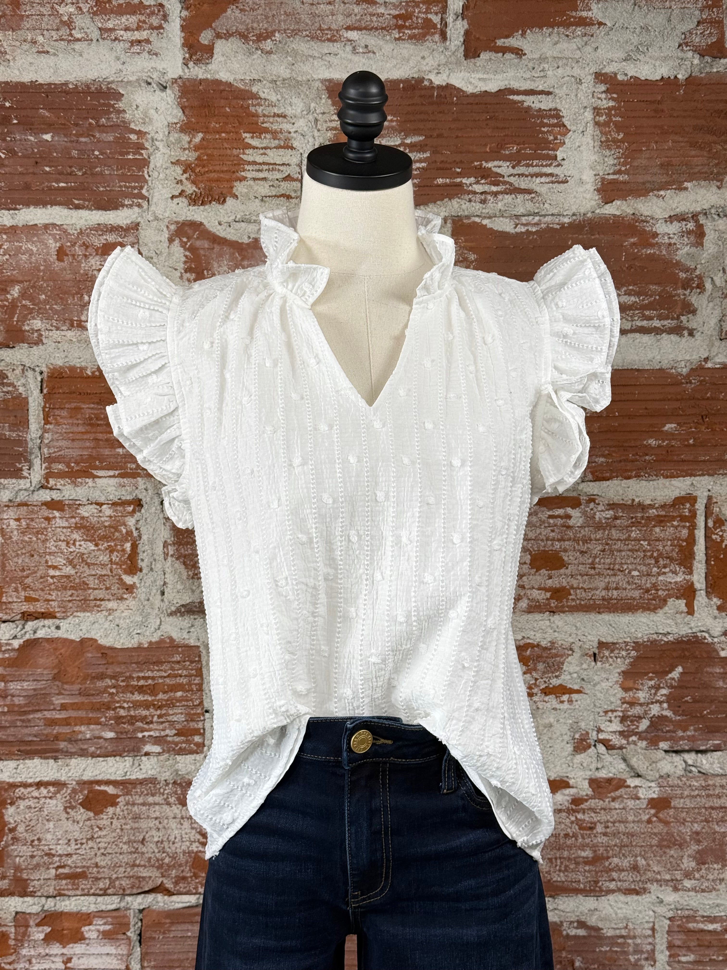 THML Chantale Top in White-112 - Woven Top S/S (Dec - May)-Little Bird Boutique