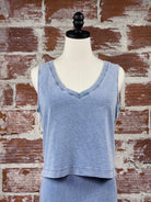 Z Supply Sloan V Neck Tank in Medium Indigo-122 - Jersey Tops S/S (Dec - May)-Little Bird Boutique