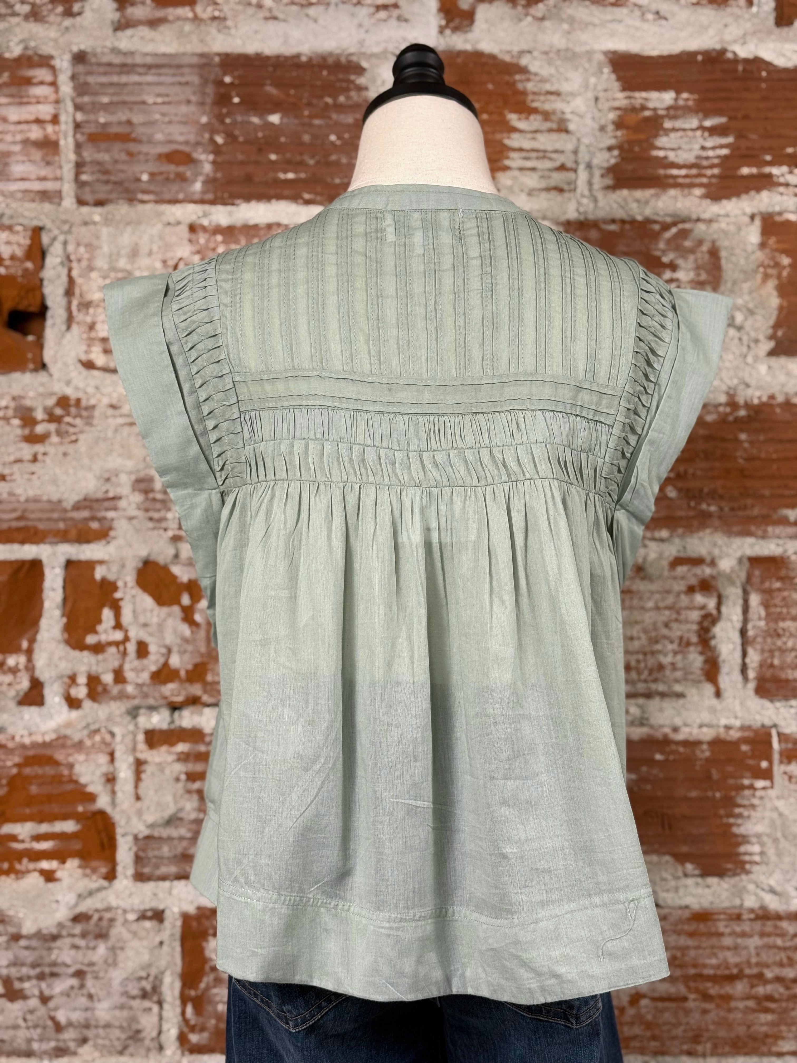 Dear John Shaya Top in Iceberg Green-112 - Woven Top S/S (Dec - May)-Little Bird Boutique