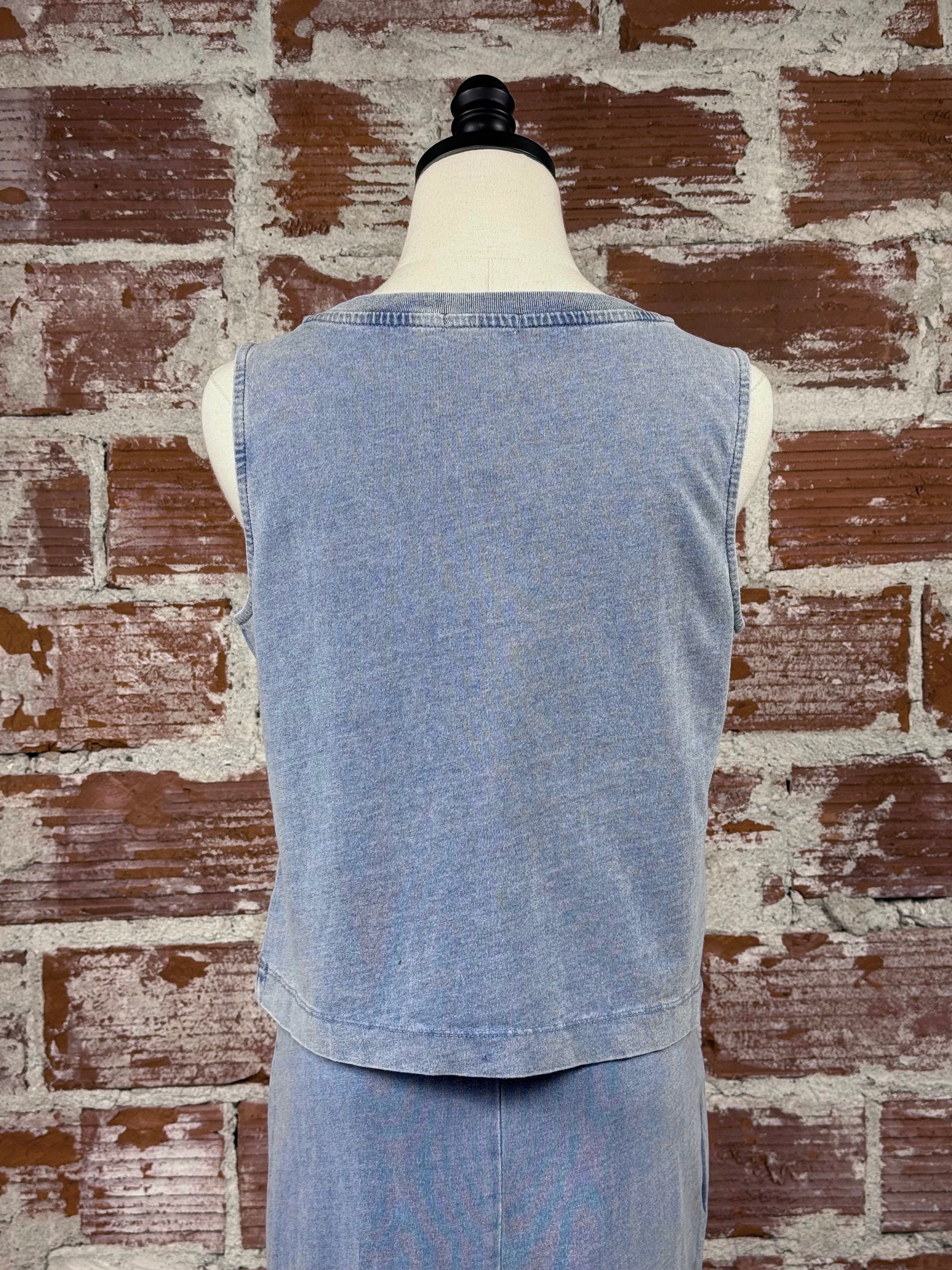 Z Supply Sloan V Neck Tank in Medium Indigo-122 - Jersey Tops S/S (Dec - May)-Little Bird Boutique