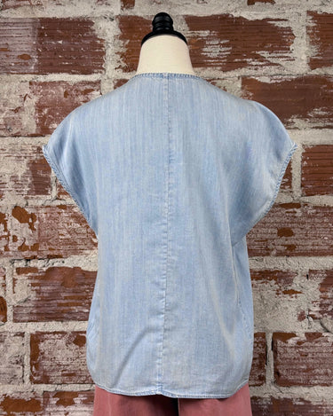 Dear John Kristen Top in Light Blue-112 - Woven Top S/S (Dec - May)-Little Bird Boutique