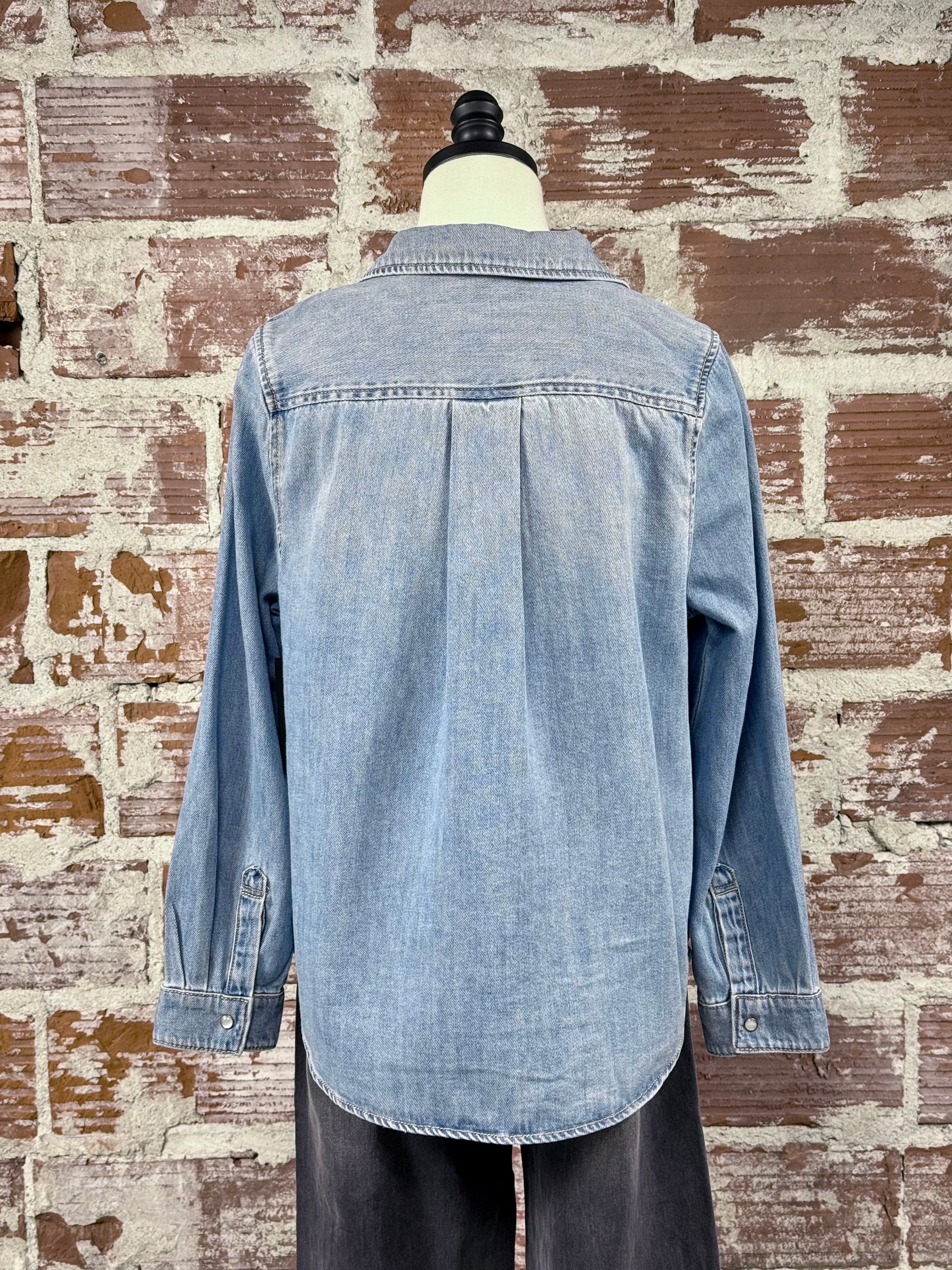 Liverpool Denim Shirt in Laguna Nigel-112 - Woven Top S/S (Dec - May)-Little Bird Boutique