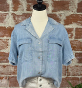 Jak & Rae Lenora Denim Top in Classic Indigo-112 - Woven Top S/S (Dec - May)-Little Bird Boutique