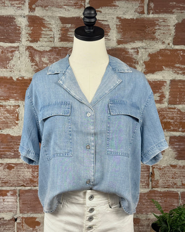 Jak & Rae Lenora Denim Top in Classic Indigo-112 - Woven Top S/S (Dec - May)-Little Bird Boutique