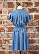 Apricot Zip Dress in Medium Blue Denim-151 Dresses - Short-Little Bird Boutique