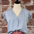 Dear John Kristen Top in Light Blue-112 - Woven Top S/S (Dec - May)-Little Bird Boutique