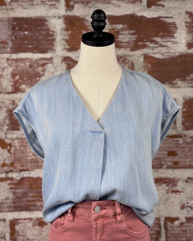 Dear John Kristen Top in Light Blue-112 - Woven Top S/S (Dec - May)-Little Bird Boutique