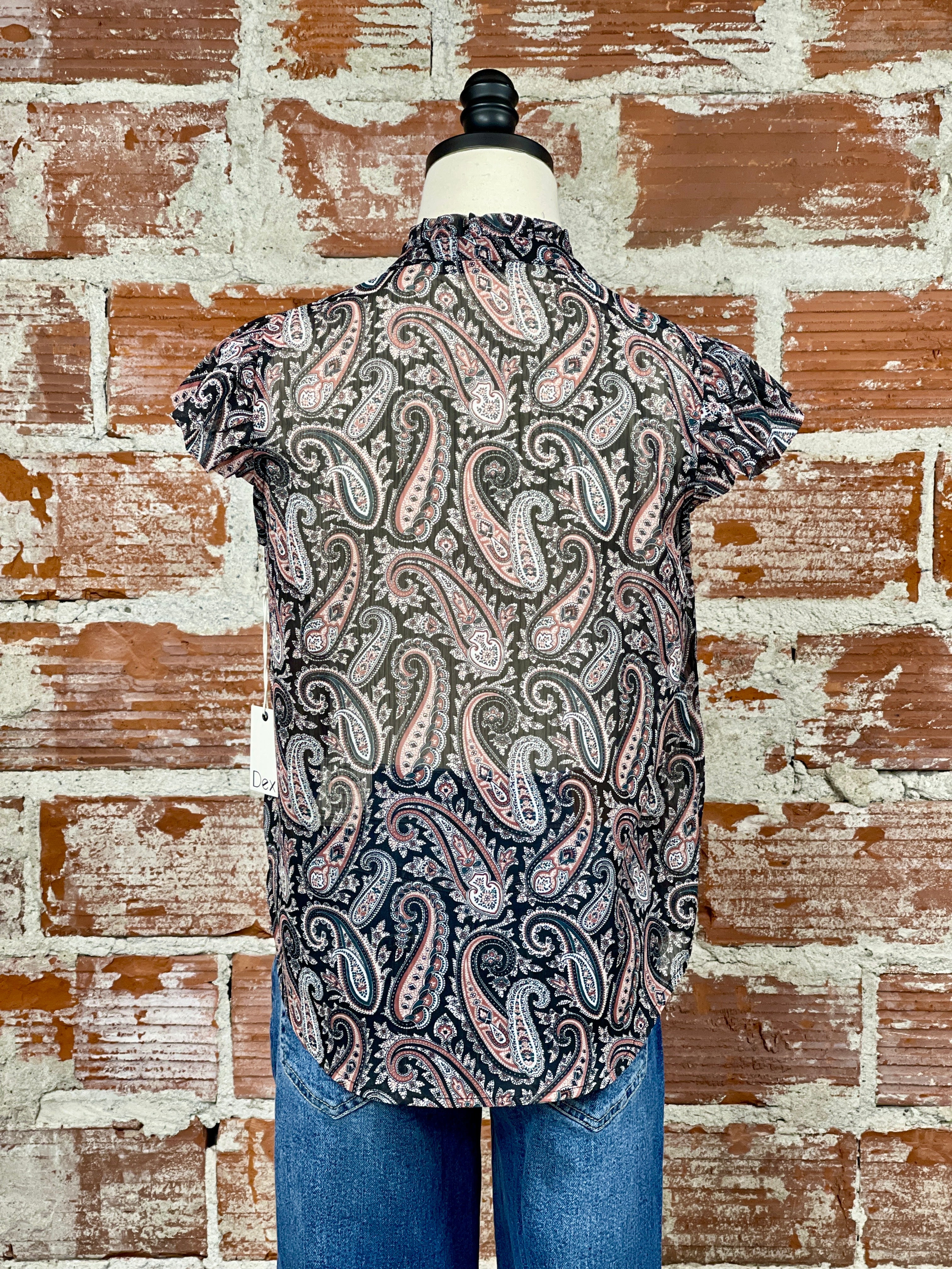 Dex Dark Paisley Blouse-111 - Woven Top F/W (June- Nov)-Little Bird Boutique