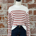 Jak & Rae Margot Sweater In Ivory and Rust Stripe-131 - Sweaters F/W (July - Dec)-Little Bird Boutique