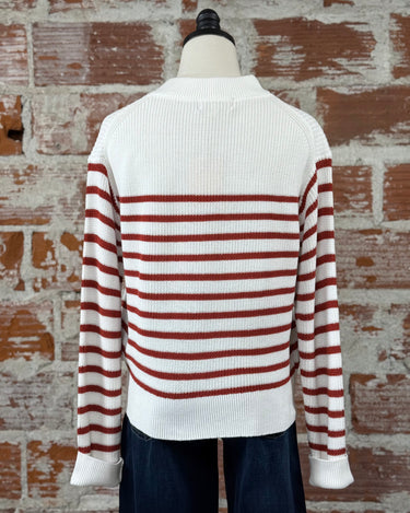 Jak & Rae Margot Sweater In Ivory and Rust Stripe-131 - Sweaters F/W (July - Dec)-Little Bird Boutique